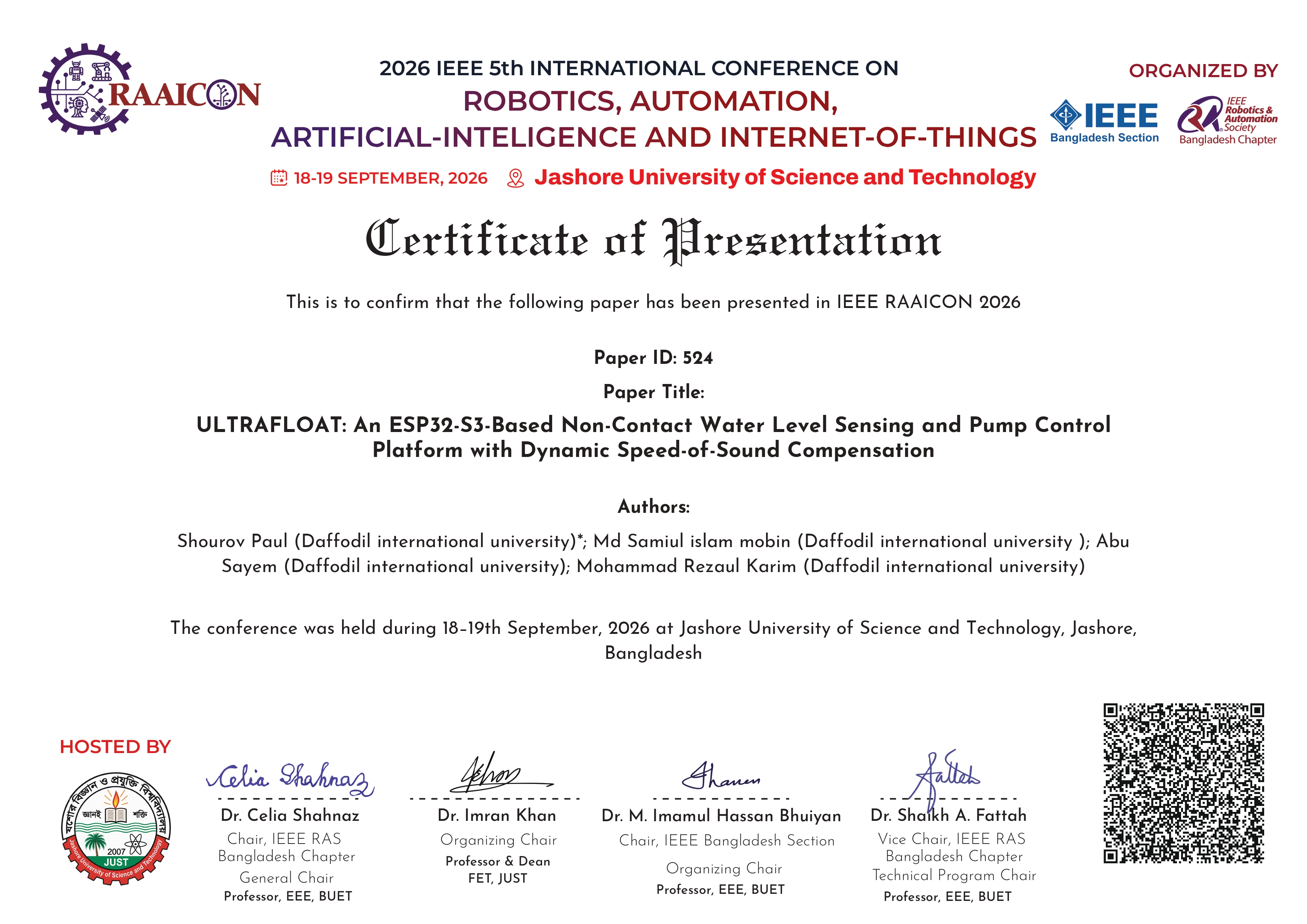 Certificate of Presentation - RAAICON 2026