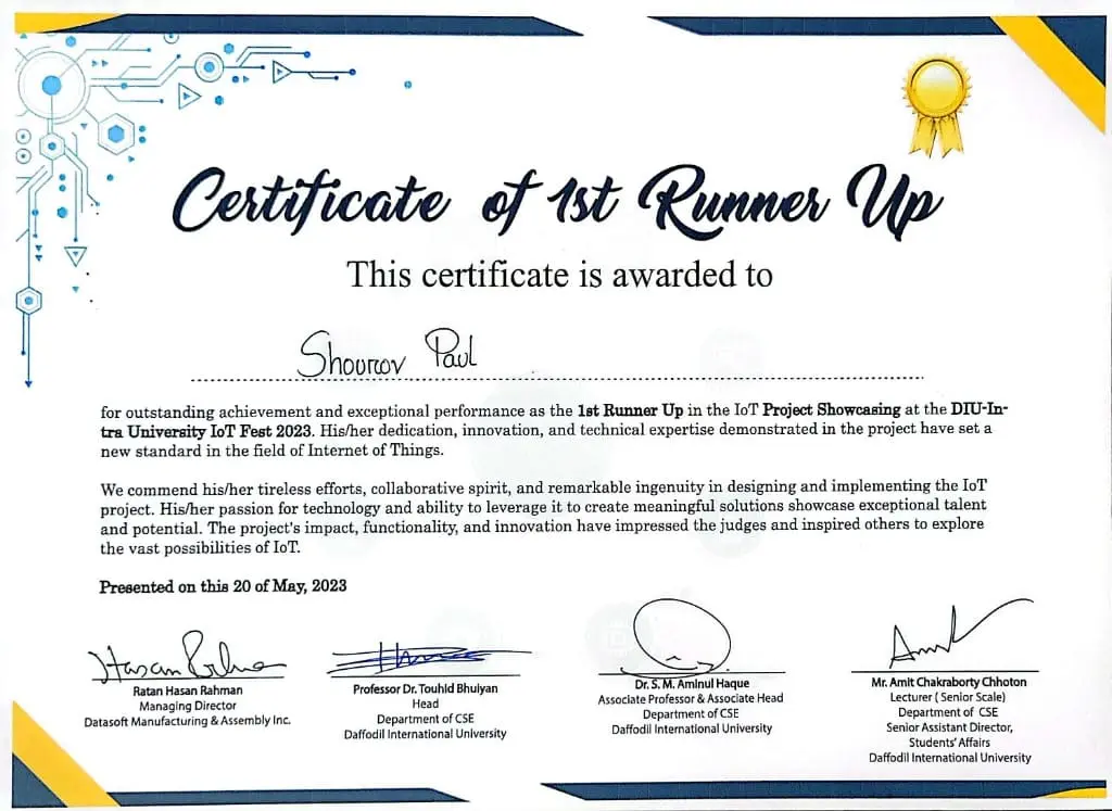 ⭐ 1st Runner Up - IoT Project Showcasing