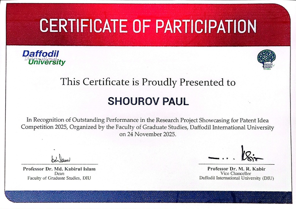 Certificate of Participation - Patent Idea Competition