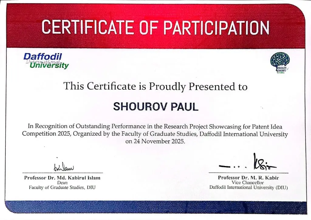 Certificate of Participation - Patent Idea Competition