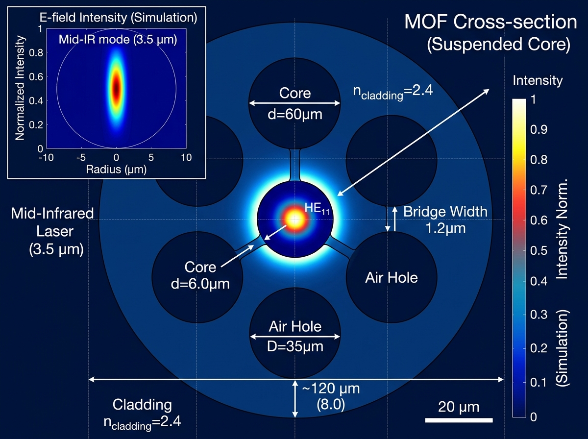 Mid-Infrared Light Source Design through Circular Shaped Suspended Core Technique